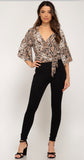 Half Sleeve Snake Skin print woven top with side tie detail