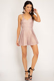 Mauve Sleeveless romper with strappy back detail